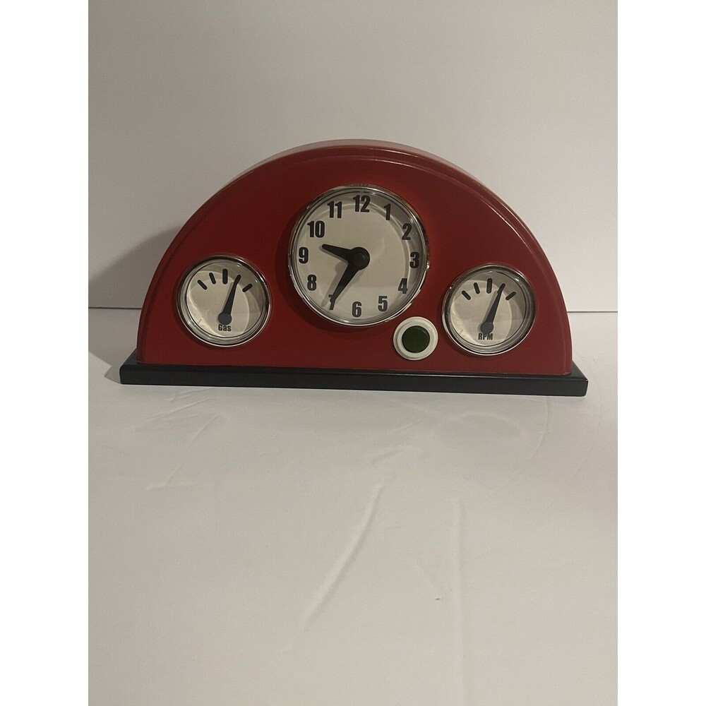 Red Mantle Desk Clock Sports Car Dashboard. Makes Noise-Works!